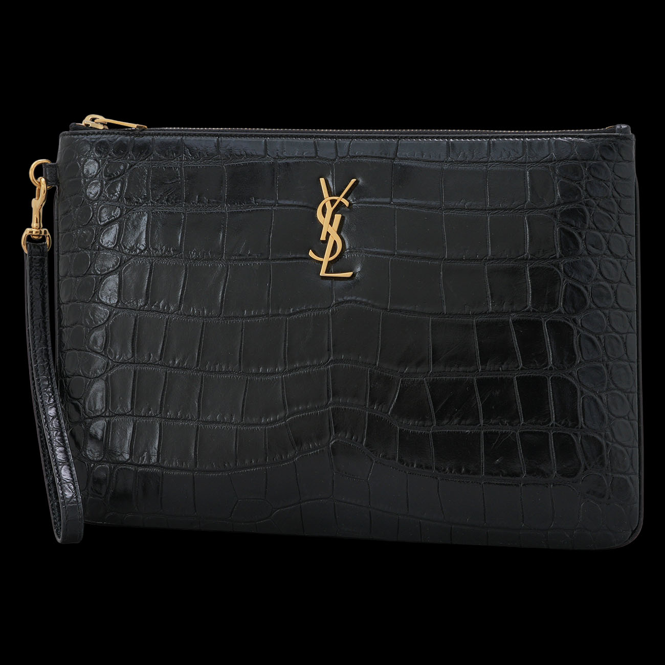 YVES SAINT LAURENT(USED)생로랑 558070 모노그램 크로커다일 클러치